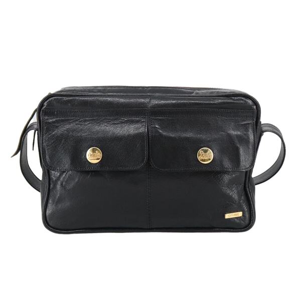 CELINE Shoulder Bag Leather Black Gold - Picture 2 of 13